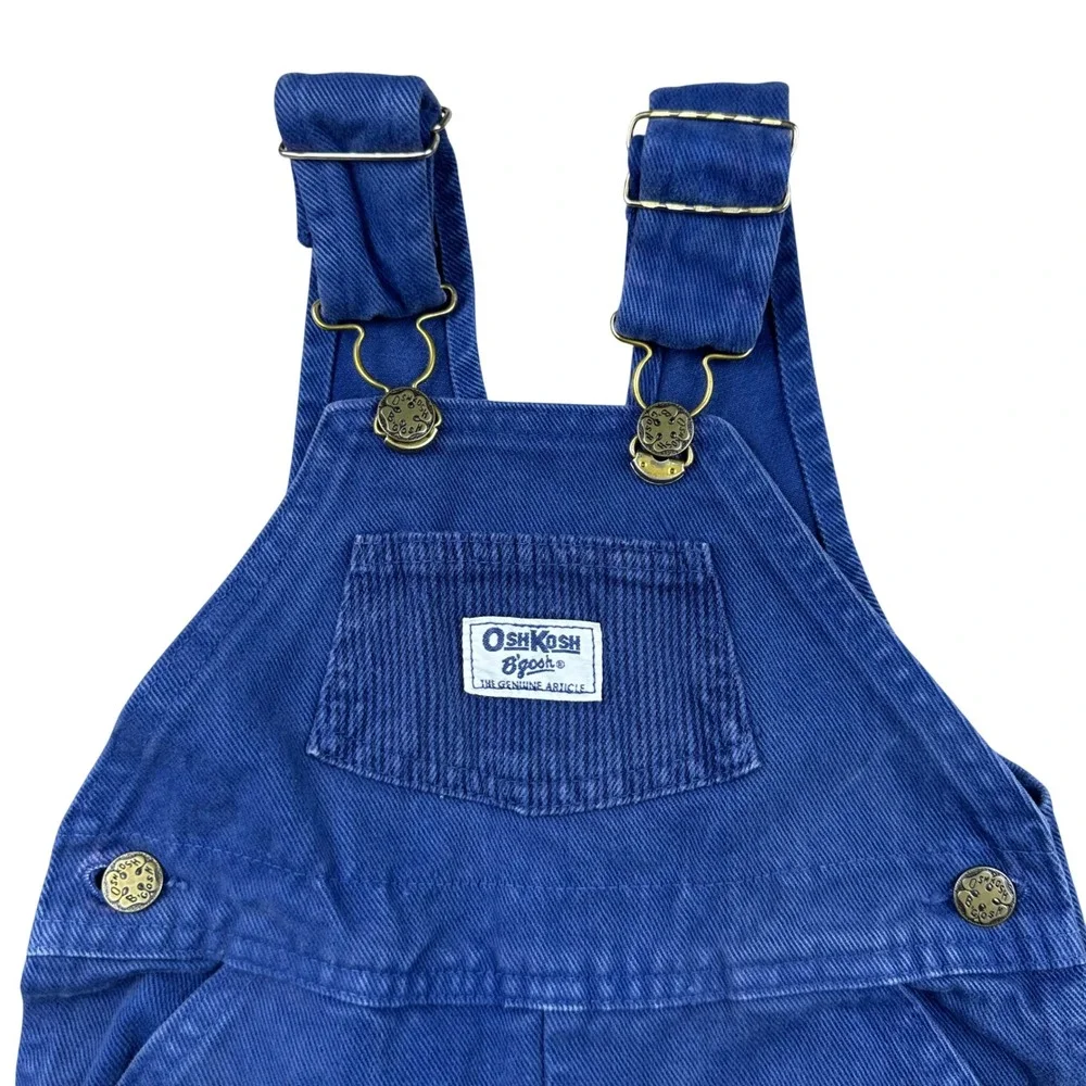 Vintage 1990s OshKosh B'gosh Blue Overalls Toddler 3T Made USA Cotton Snap Leg